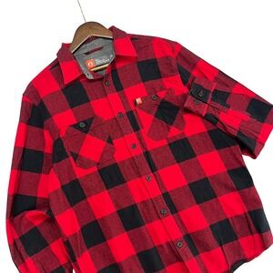 The American Outdoorsman Red Black Buffalo Plaid Flannel Shirt Men's Size L